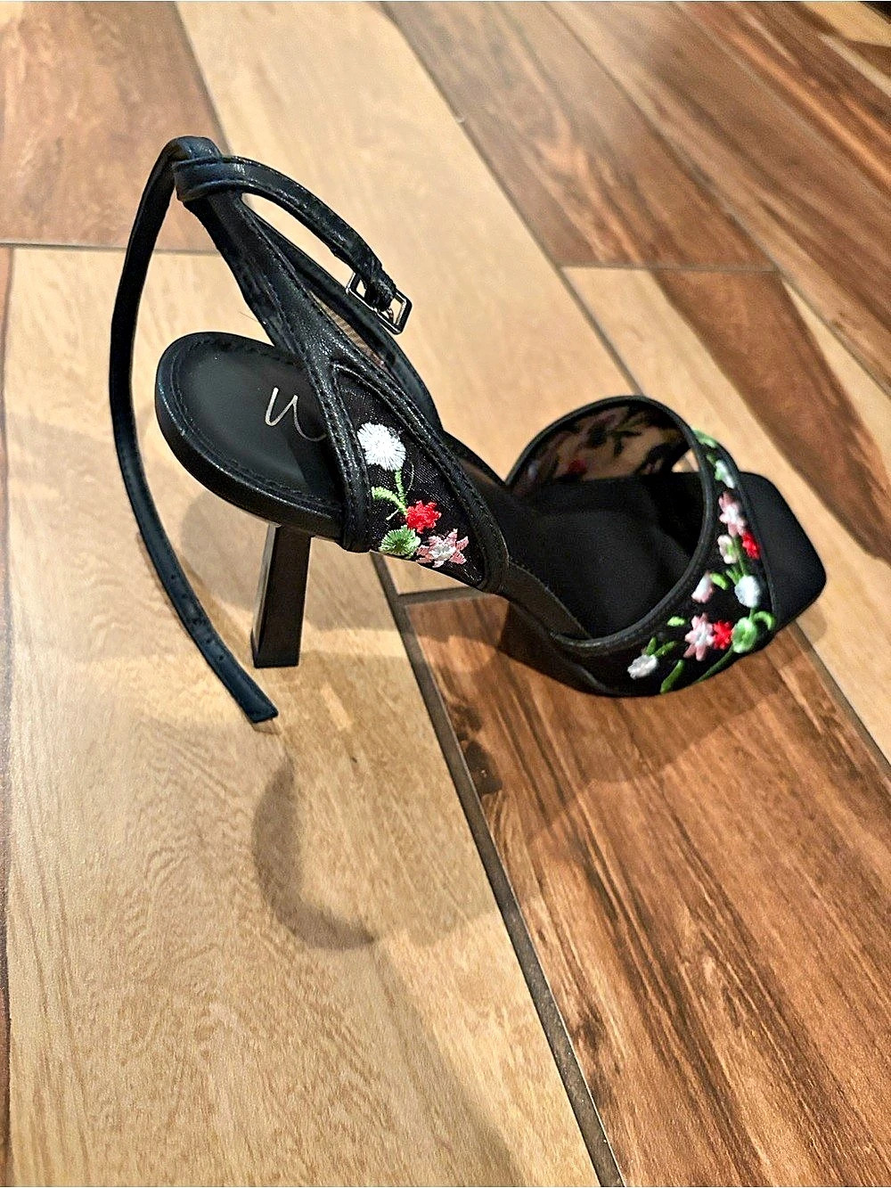 Wild Pair Erynn Floral Embroidered Heels in Black